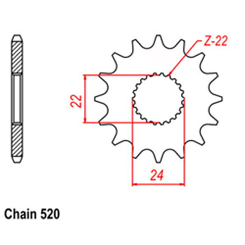 FRONT SPROCKET - STEEL 14T 520P