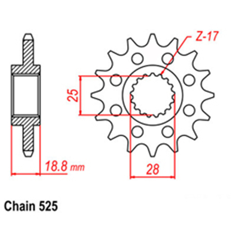 FRONT SPROCKET - STEEL 16T 525P 