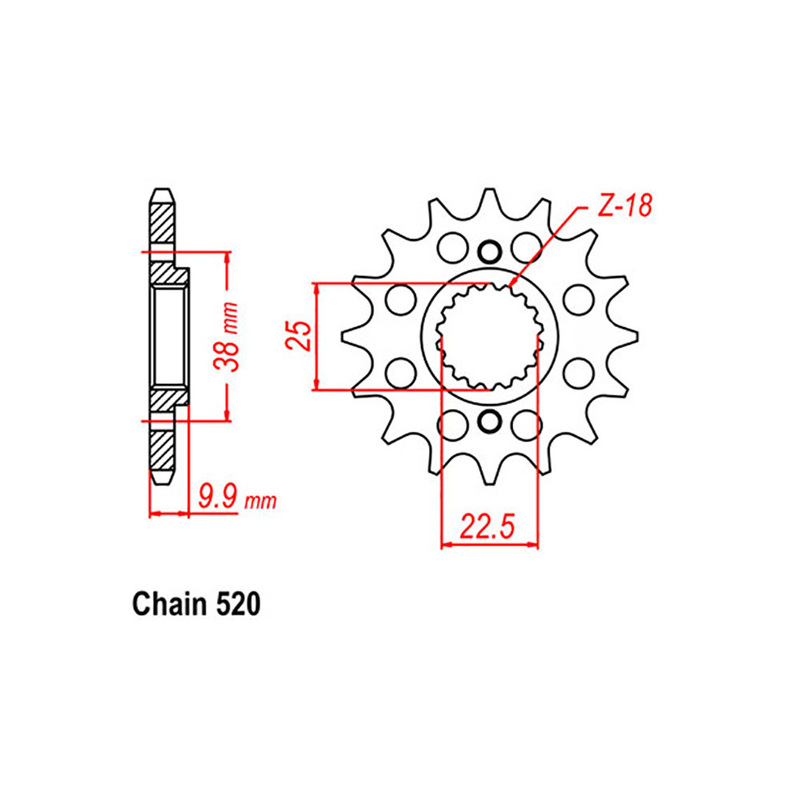 FRONT SPROCKET - STEEL 14T 520P