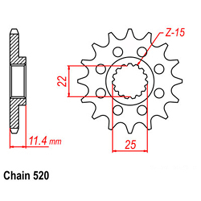 FRONT SPROCKET - STEEL 15T 520P 