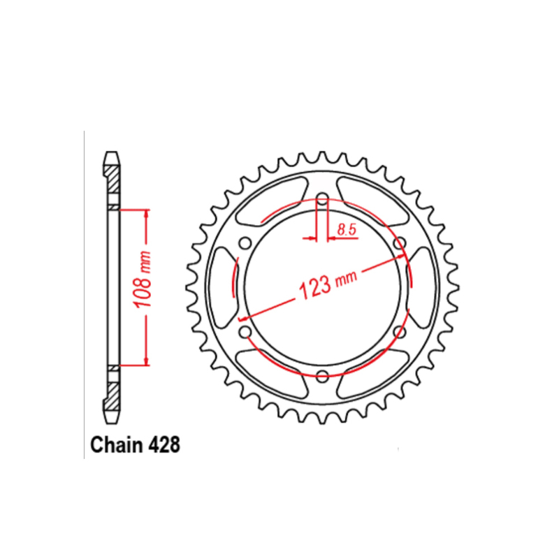 REAR SPROCKET - STEEL 60T 428P