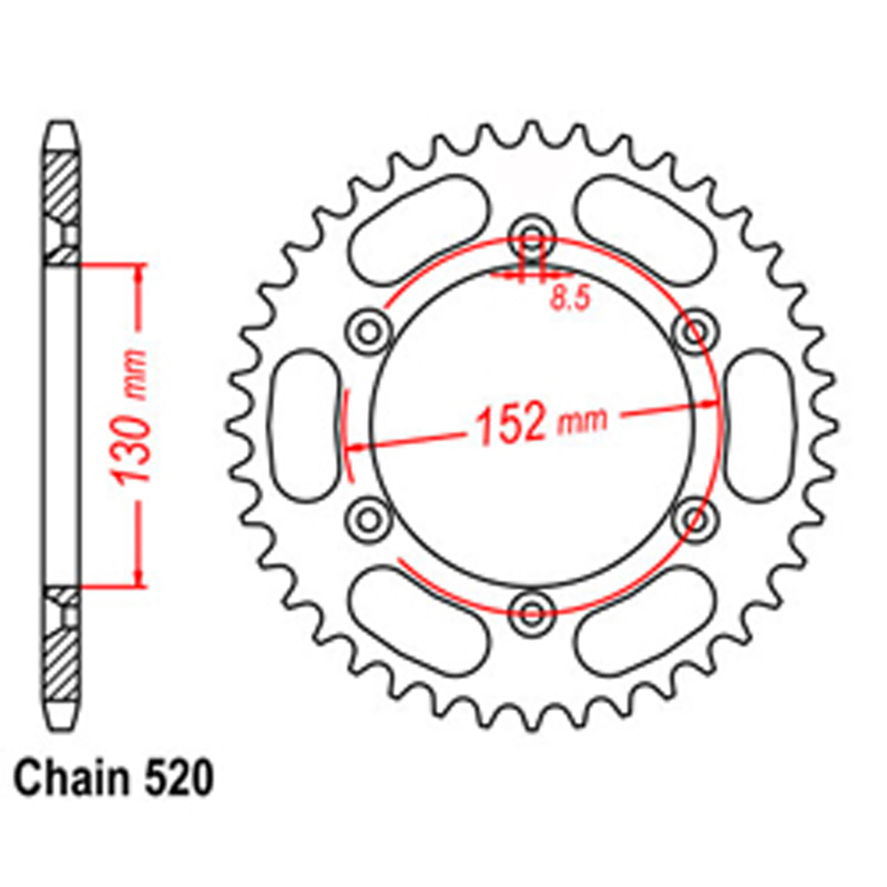 REAR SPROCKET - STEEL 48T 520P 