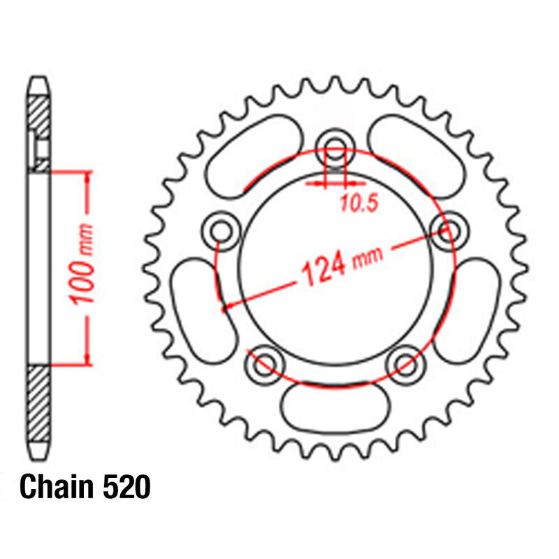 REAR SPROCKET - STEEL 43T 520P  