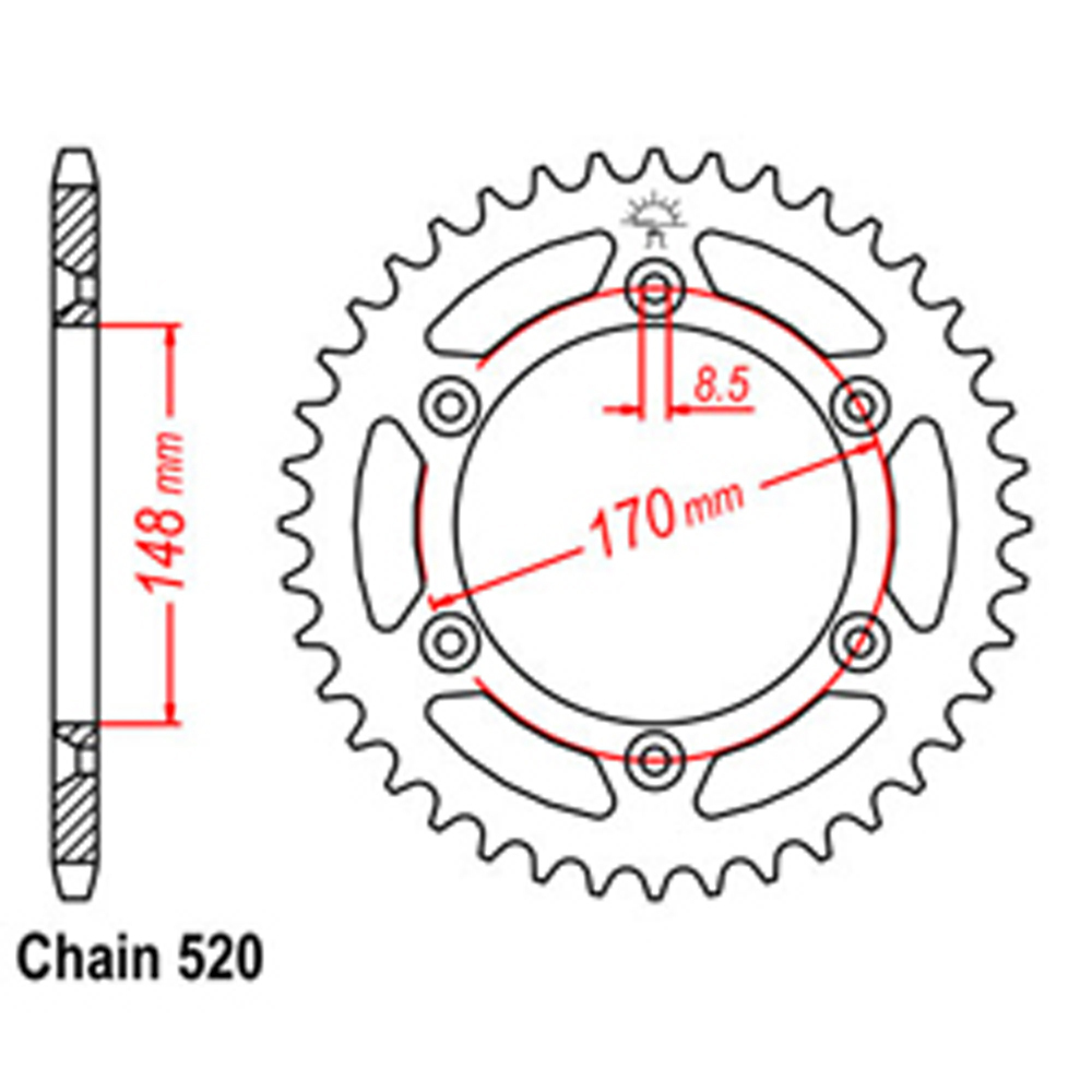 REAR SPROCKET - STEEL 47T 520P