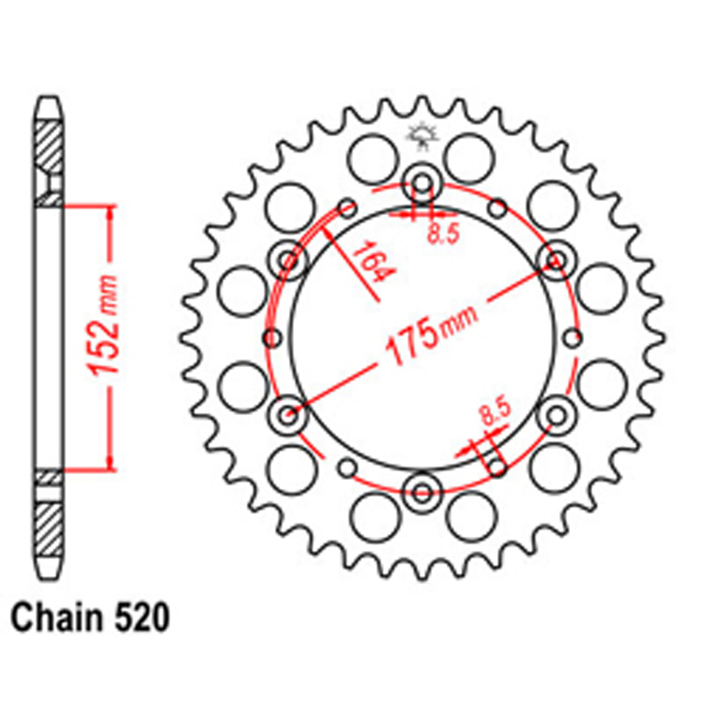 REAR SPROCKET - STEEL 47T 520P D/D