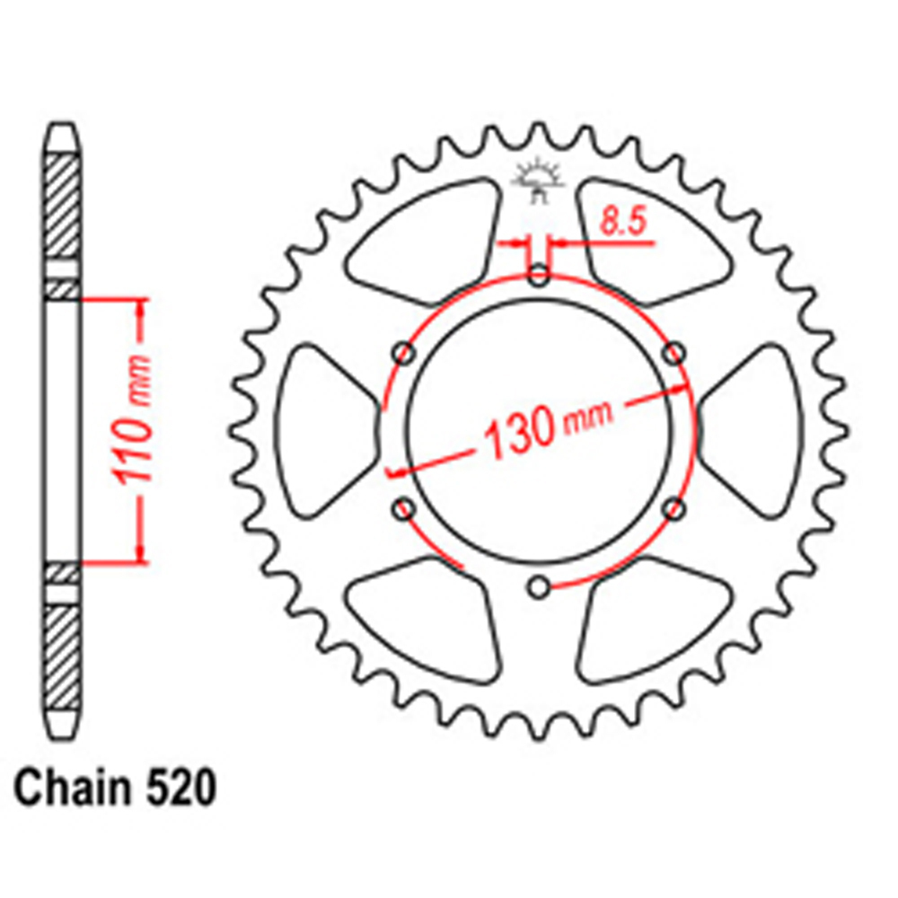 REAR SPROCKET - STEEL 48T 520P