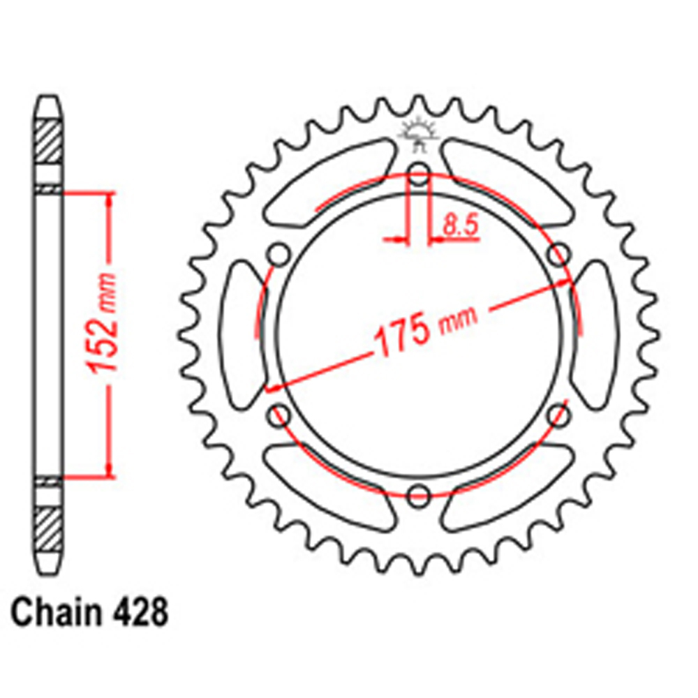 REAR SPROCKET - STEEL 55T 428P