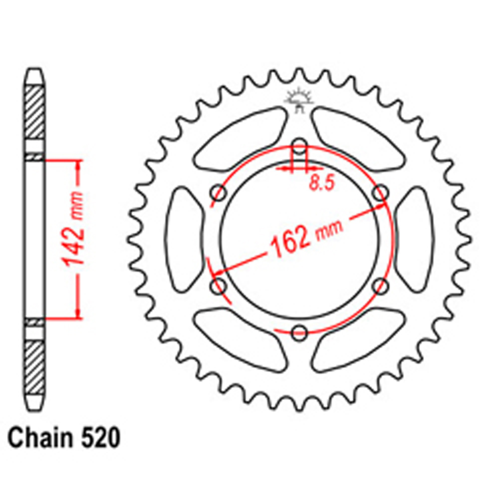 REAR SPROCKET - STEEL 48T 520P