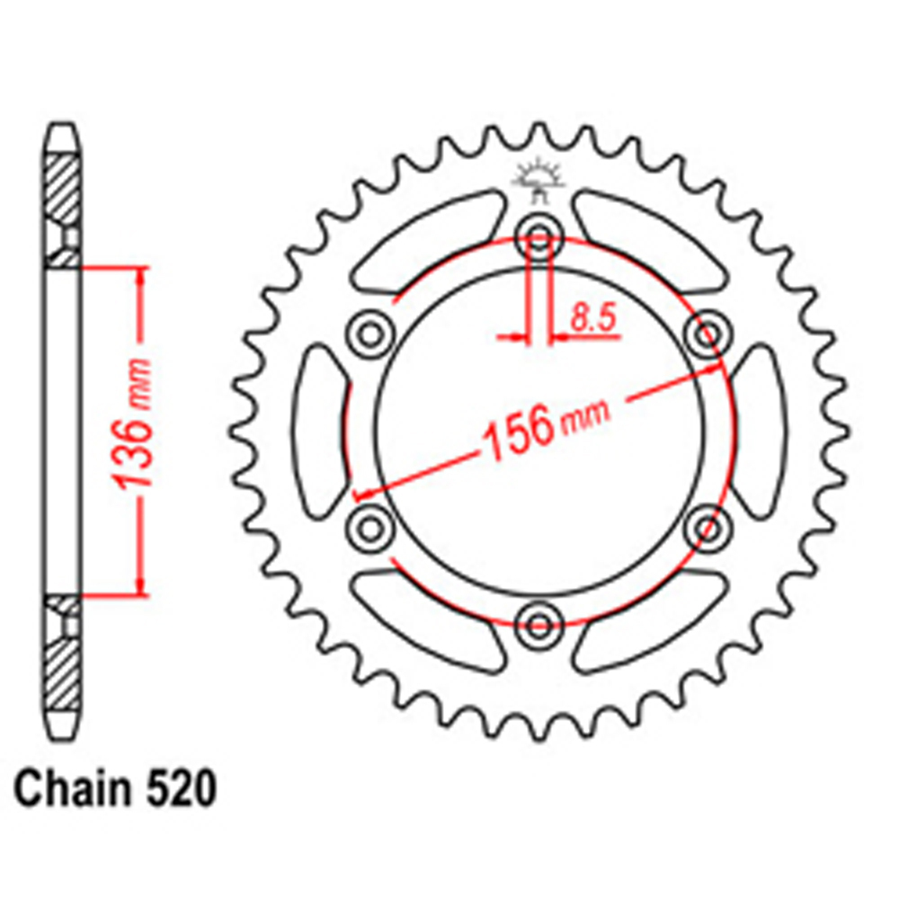 REAR SPROCKET - STEEL 50T 520P