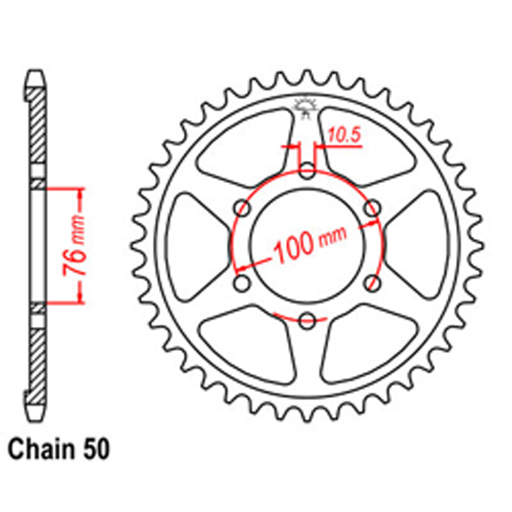 REAR SPROCKET - STEEL 52T 530P