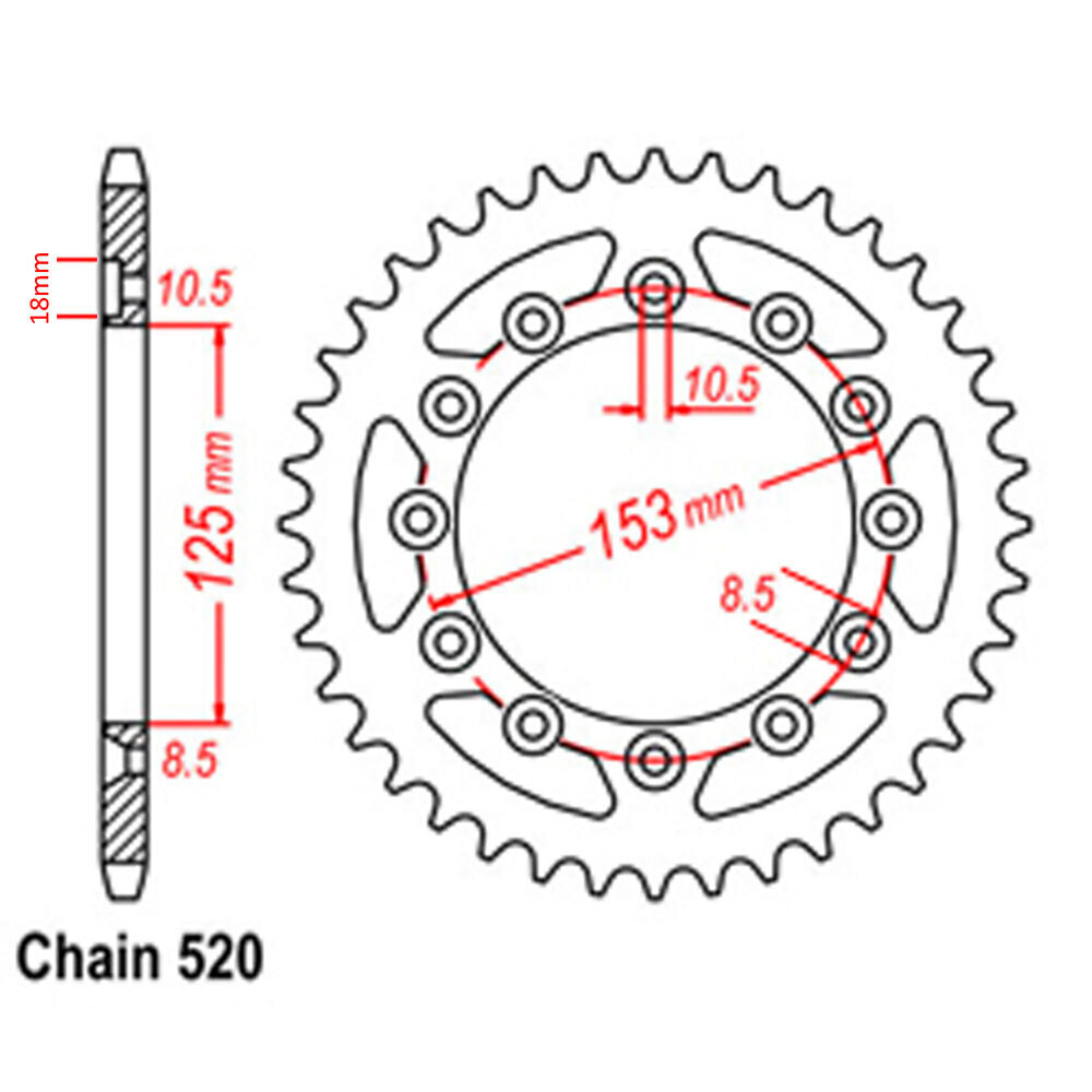 REAR SPROCKET - STEEL 50T 520P D/D