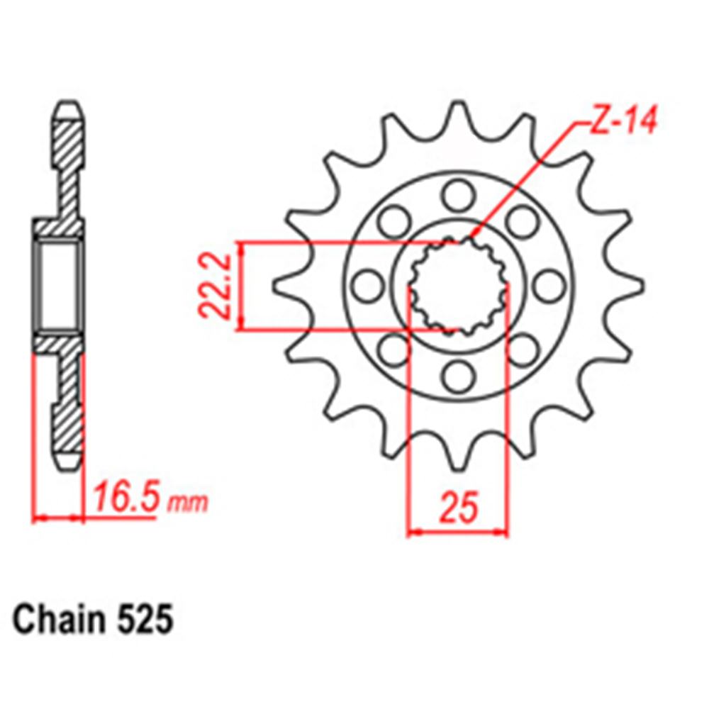 FRONT SPROCKET - STEEL 14T 525P  