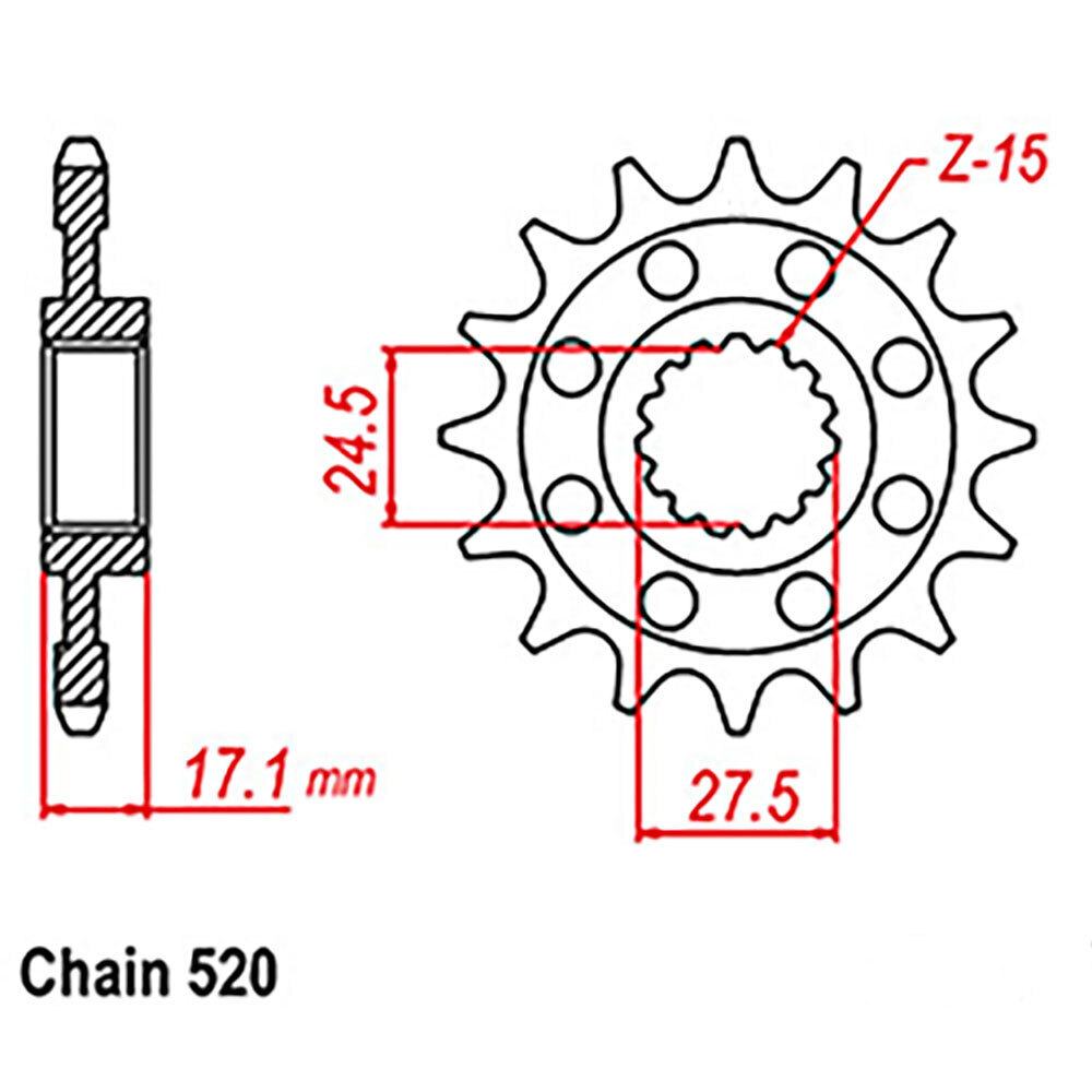 FRONT SPROCKET - STEEL 14T 520P