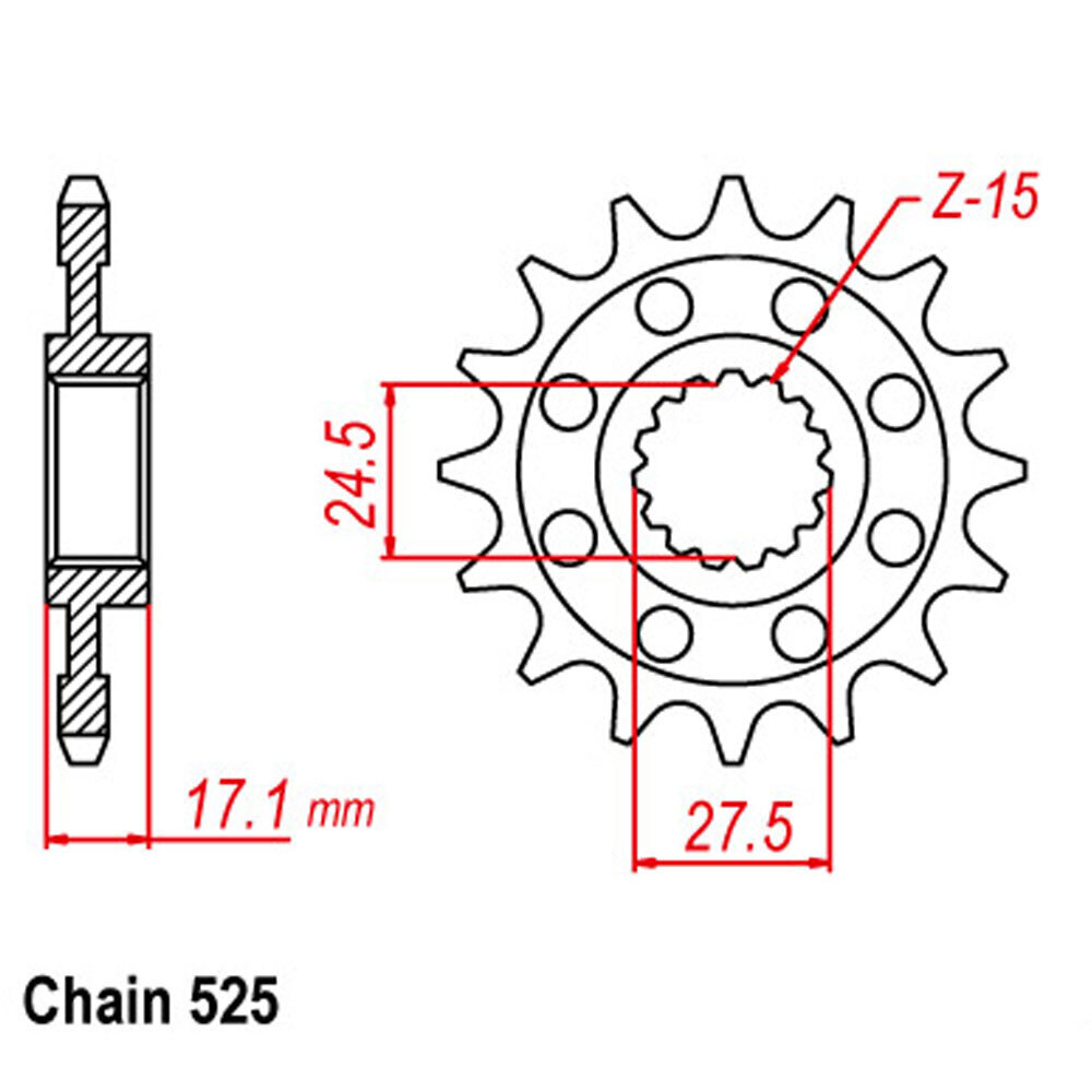 FRONT SPROCKET - STEEL 15T 525P  