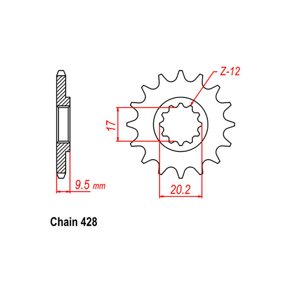 FRONT SPROCKET - STEEL 13T 428P