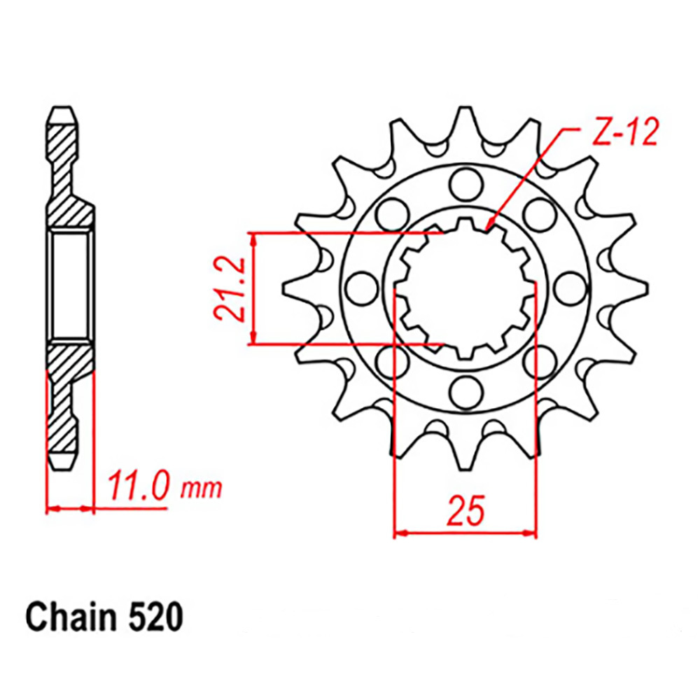 FRONT SPROCKET - STEEL 12T 520P 