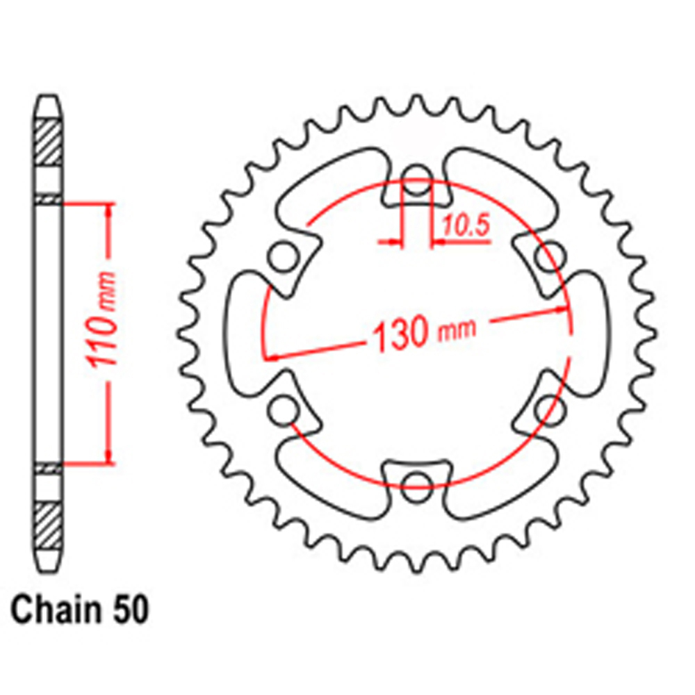 REAR SPROCKET - STEEL 40T 530P