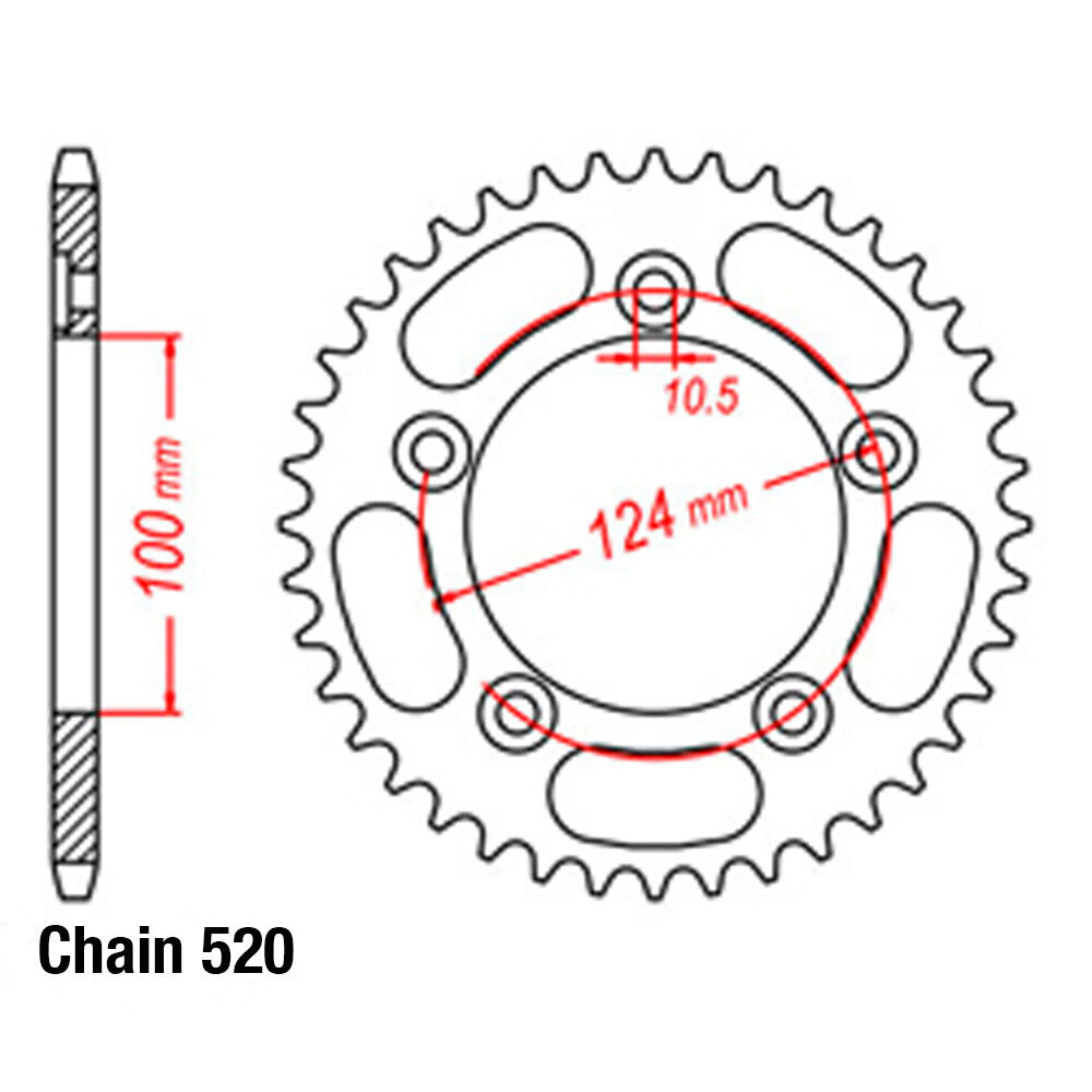 REAR SPROCKET - STEEL 46T 520P  