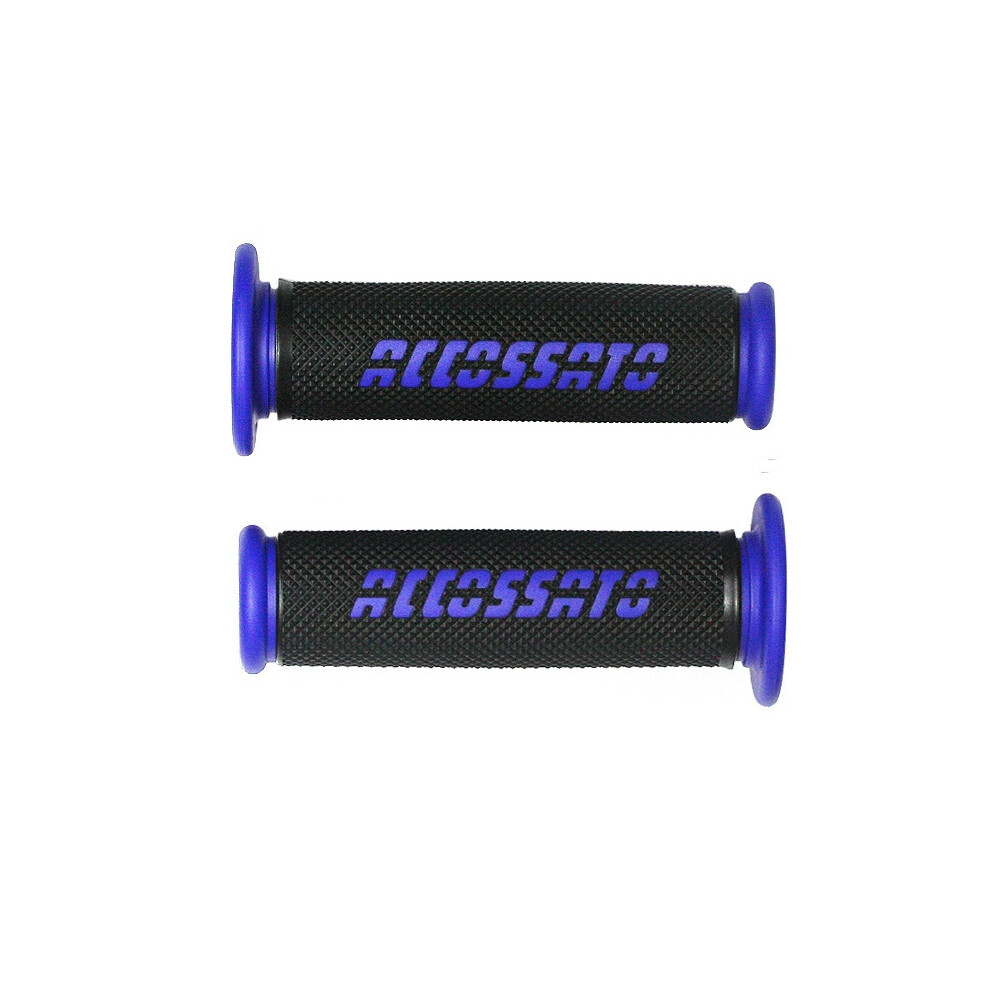 Accossato Pair of Two Tone Racing Grips in Medium Rubber with Logo open end blue